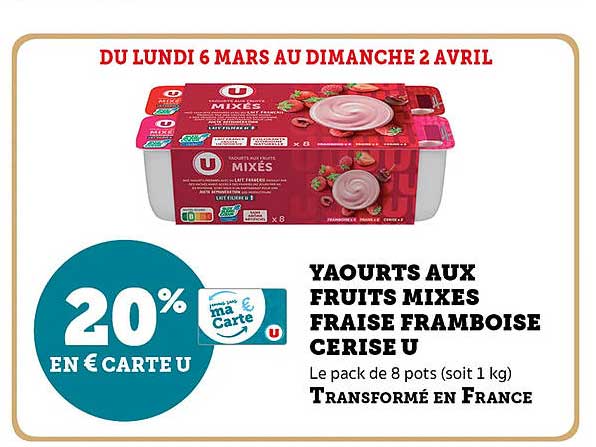 Yaourts Aux Fruits Mixes Fraise Framboise Cerise U