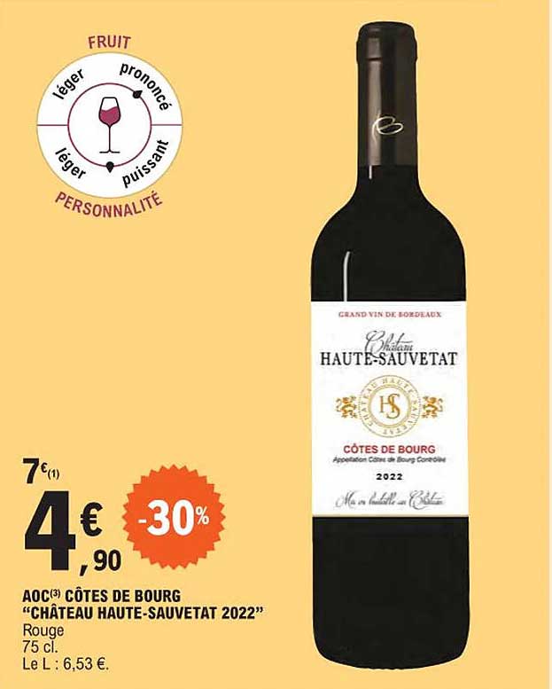 Aoc Côtes De Bourg "château Haute-sauvetat 2022"