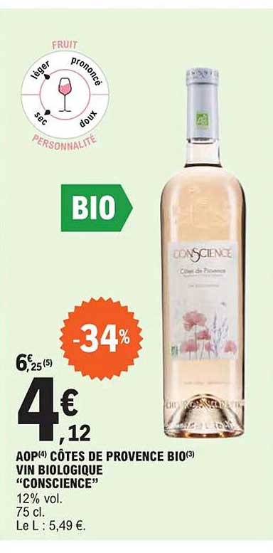 Aop Côtes De Provence Bio Vin Biologique "conscience"