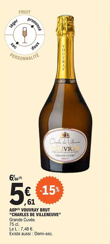 aop vouvray brut "charles de villeneuve"