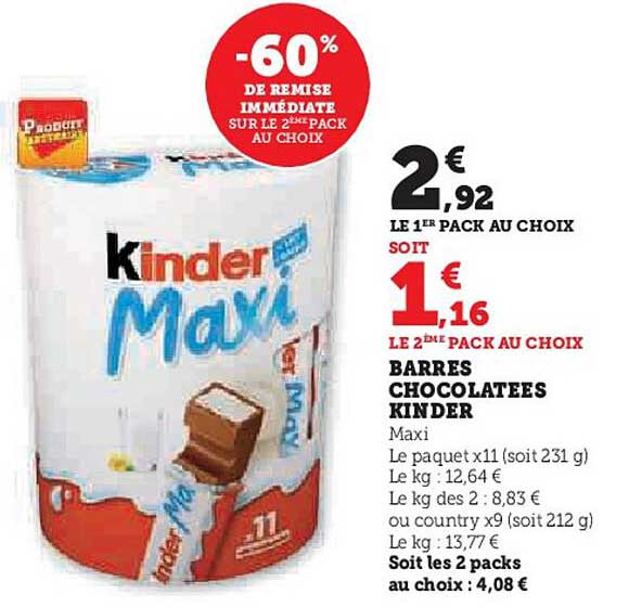 Barres Chocolatées Kinder