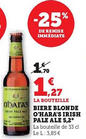 bière blonde o'hara's irish pale ale 5,2°