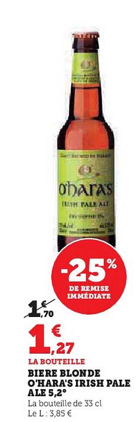 bière blonde o'hara's irish pale ale 5,2°