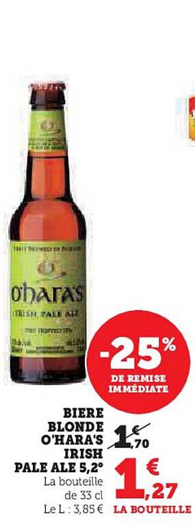 bière blonde o'hara's irish pale ale 5,2°