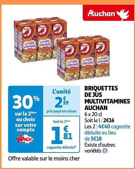 Briquettes De Jus Multivitamines Auchan