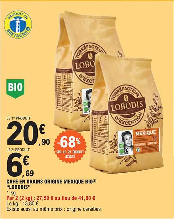 café en grains origine mexique bio "lobodis"