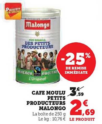 café moulu petits producteurs malongo
