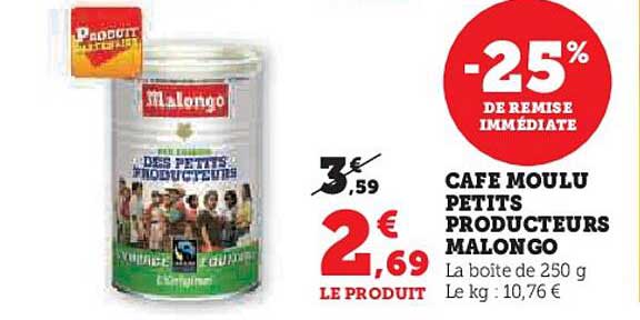 café moulu petits producteurs malongo