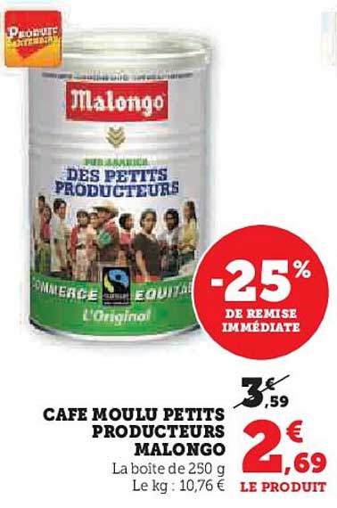 café moulu petits producteurs malongo