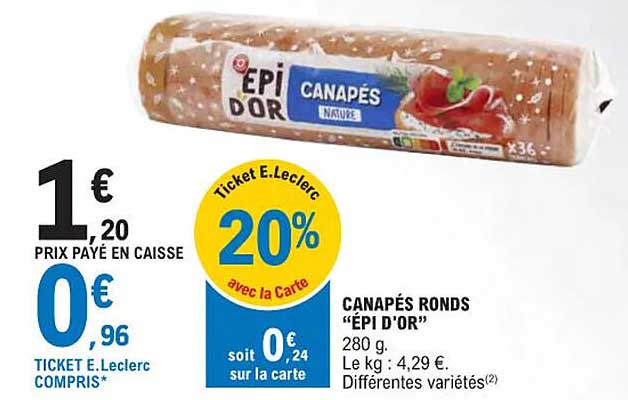 canapés ronds "épi d'or"