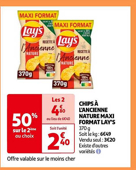chips à l'ancienne nature maxi format lay's