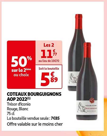 coteaux bourguignons aop 2022 trésor d'iconia rouge, blanc