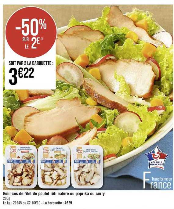 émincés De Filet De Poulet Rôti Nature Ou Paprika Ou Curry