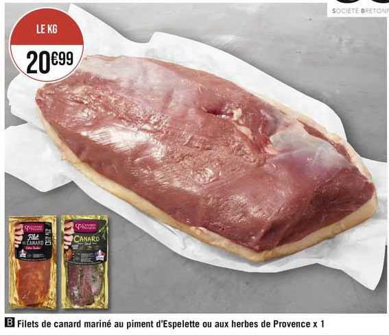 filets de canard mariné au piment d'espelette ou aux herbes de provence x1