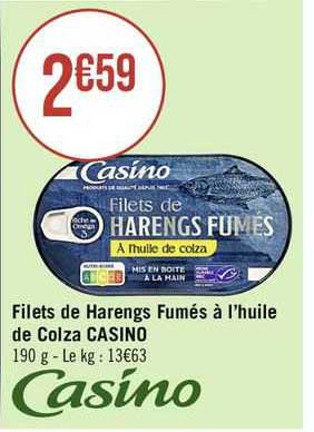 Filets De Harengs Fumés à L'huile De Colza Casino