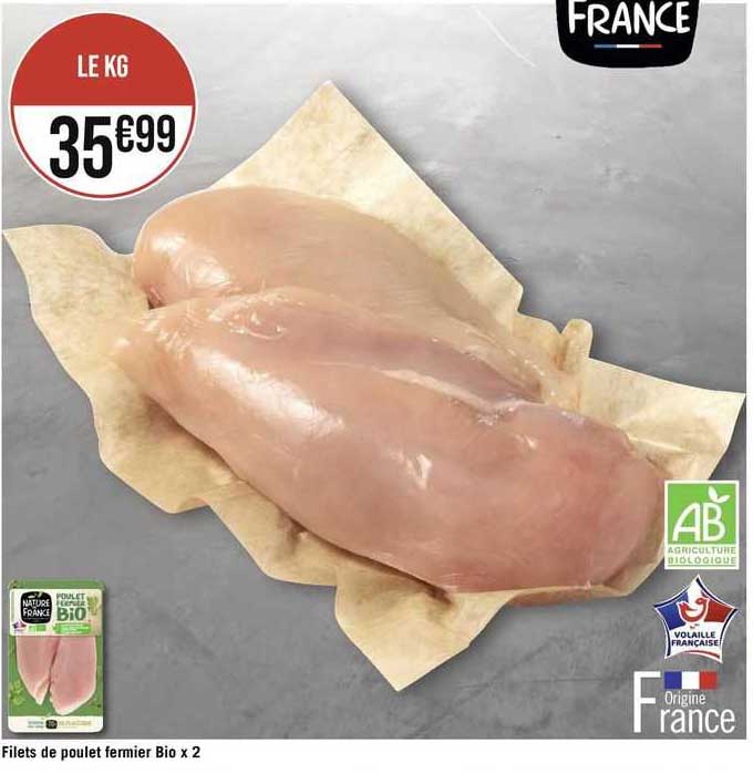 Filets De Poulet Fermier Bio X2