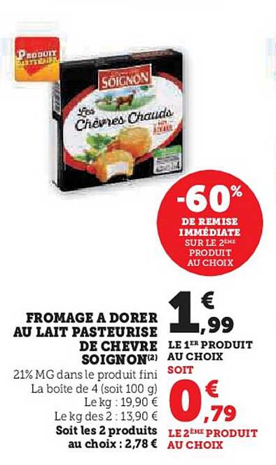 fromage à dorer au lait pasteurisé de chèvre soignon