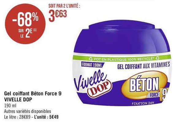 gel coiffant béton force 9 vivelle dop