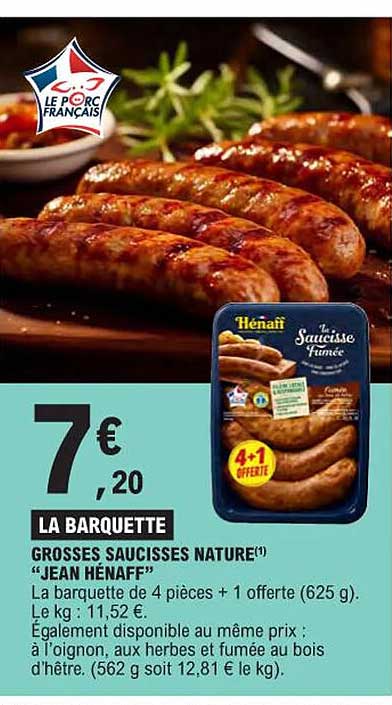 Grosses Saucisses Nature "jean Hénaff"