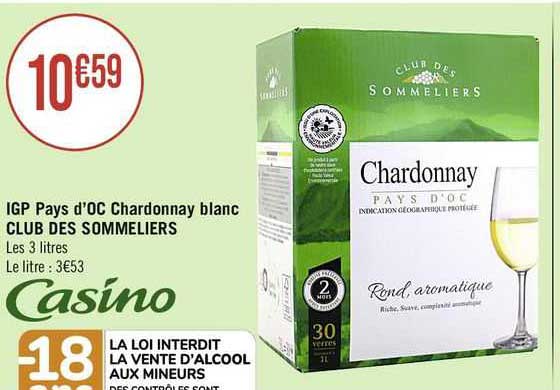 ipg pays d'oc chardonnay blanc club des sommeliers