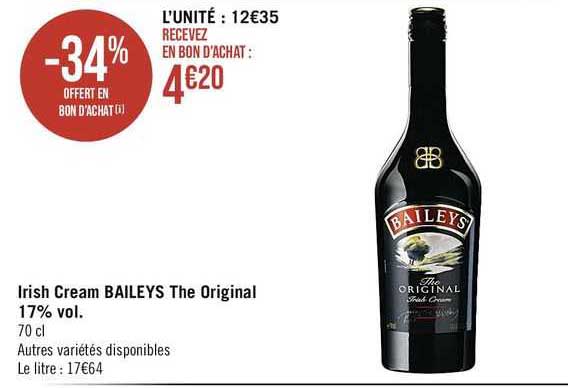 irish cream baileys the original 17% vol.