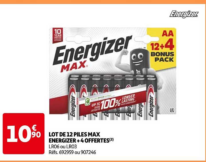 lot de 12 piles max energizer + 4 offertes