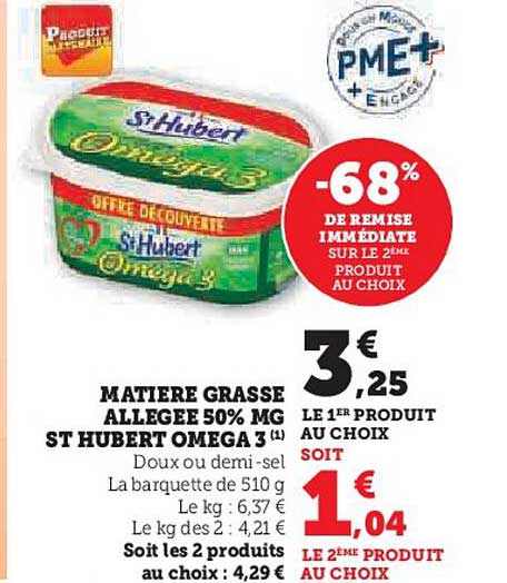 matière grasse allegée 50% mg st hubert oméga 3