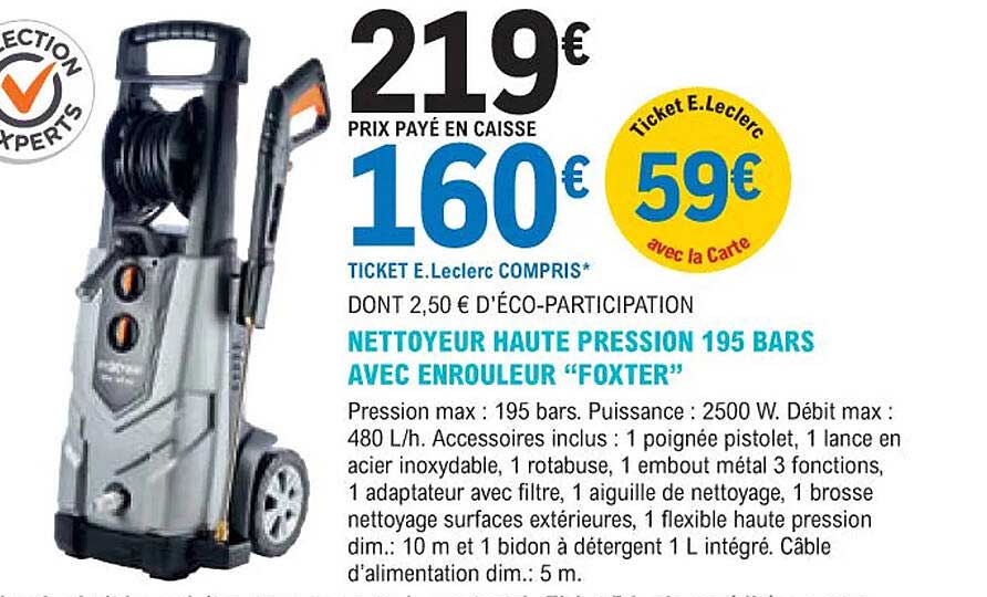 nettoyeur haute pression 195 bars avec enrouleur "foxter"