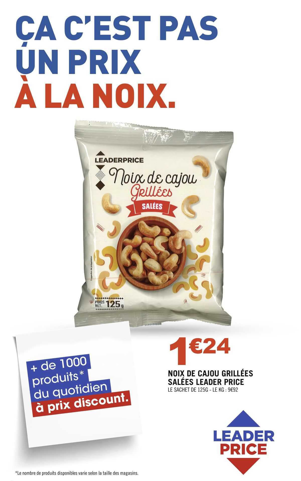 noix de cajou grillées salées leader price