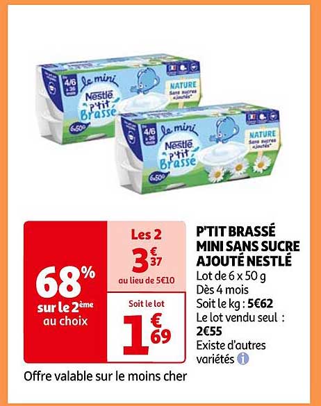 p'tit brassé mini sans sucre ajouté nestlé
