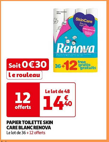 Papier Toilette Skin Care Blanc Renova