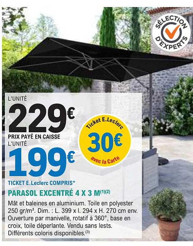 parasol excentré 4 x 3 m