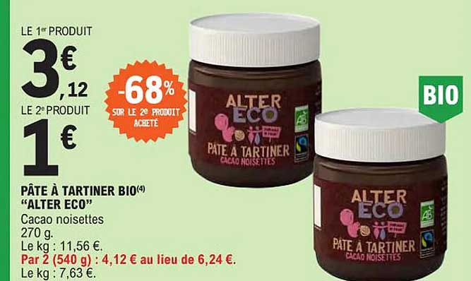 pâte à tartiner bio "alter eco"