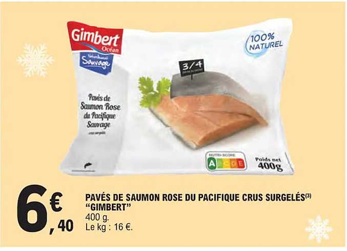 pavés de saumon rose du pacifique crus surgelés "gimbert"
