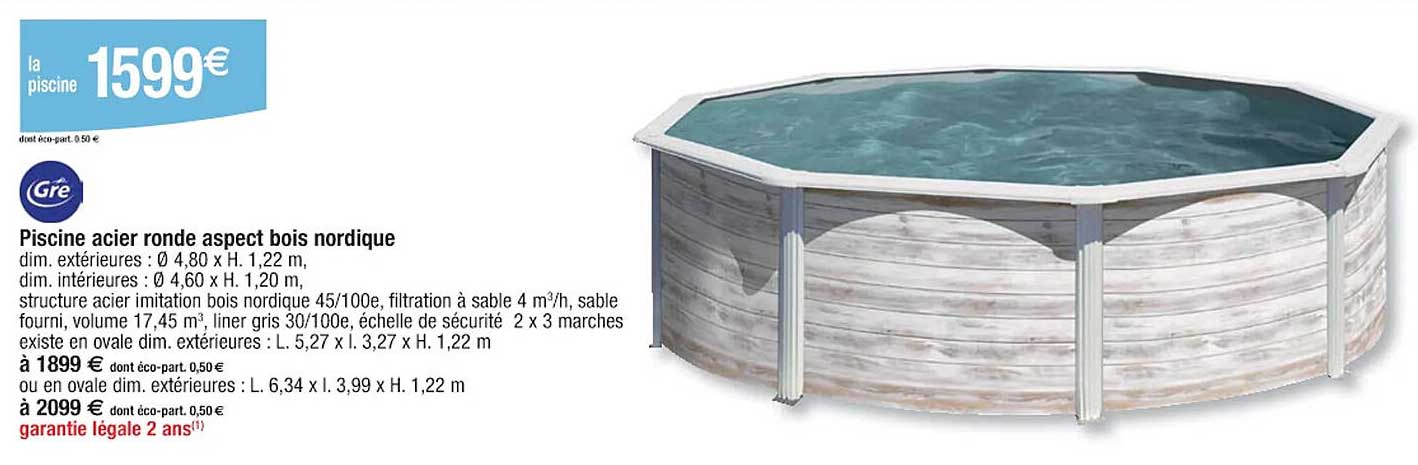 piscine acier ronde aspect bois nordique gré