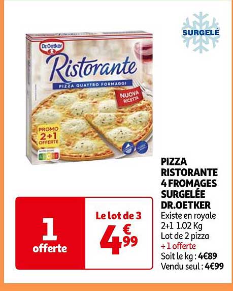pizza ristorante 4 fromages surgelée dr. oetker
