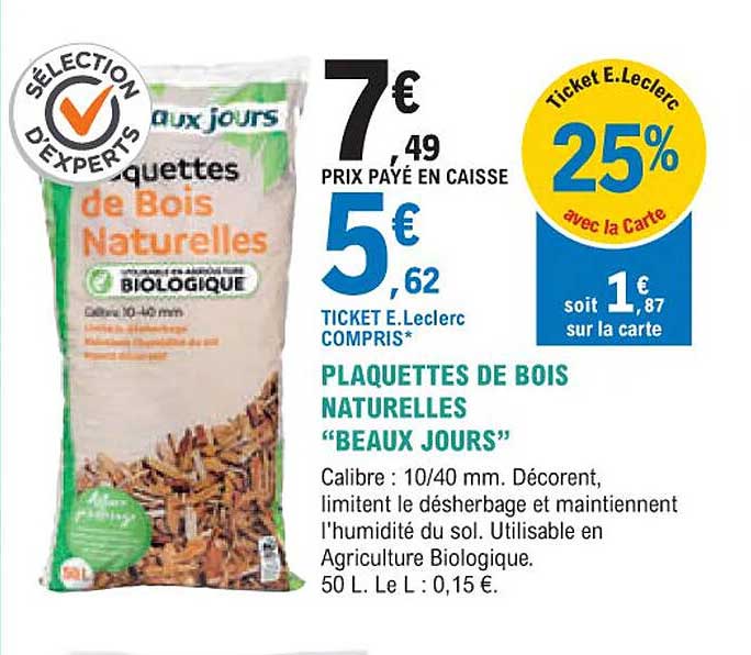 plaquettes de bois naturelles "beaux jours"