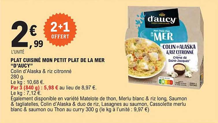 plat cuisiné mon petit plat de la mer "d'aucy"