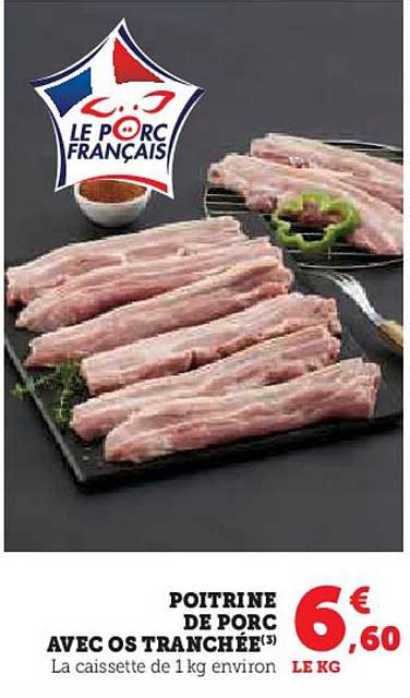 Poitrine De Porc Avec Os Tranchée