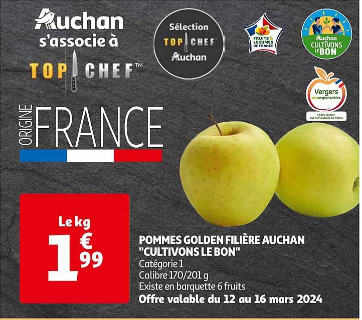 pommes golden filière auchan "cultivons le bon"