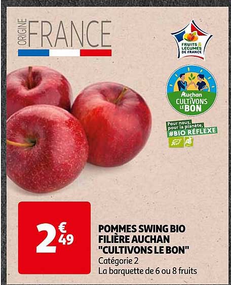 pommes swing bio filière auchan "cultivons le bon"