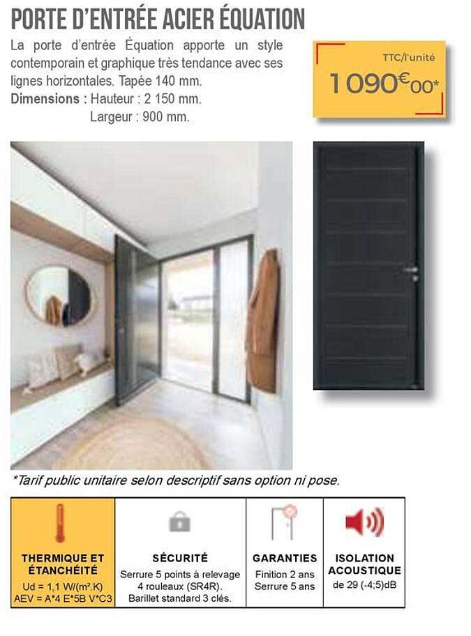 porte d'entrée acier équation