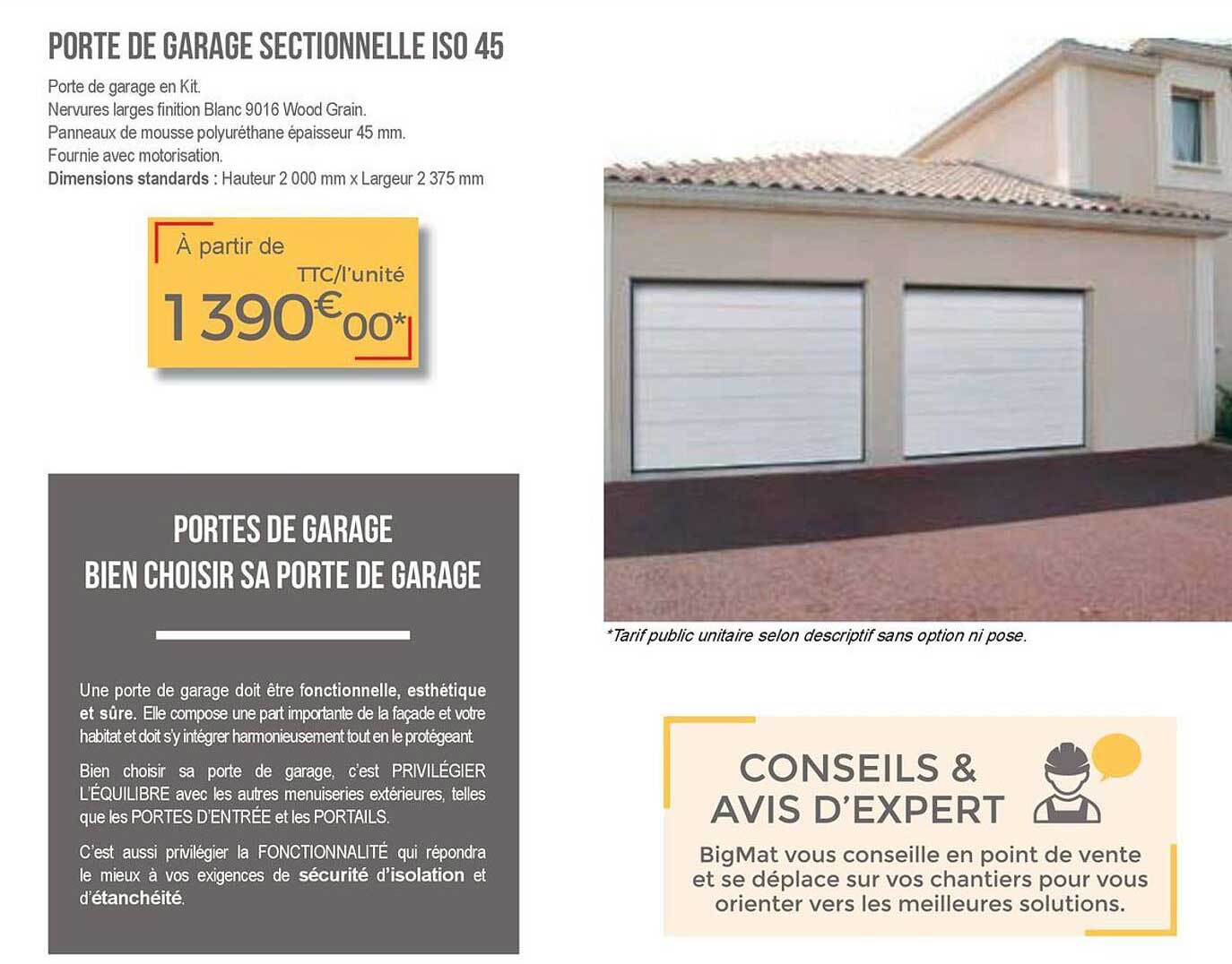 porte de garage sectionnelle iso 45