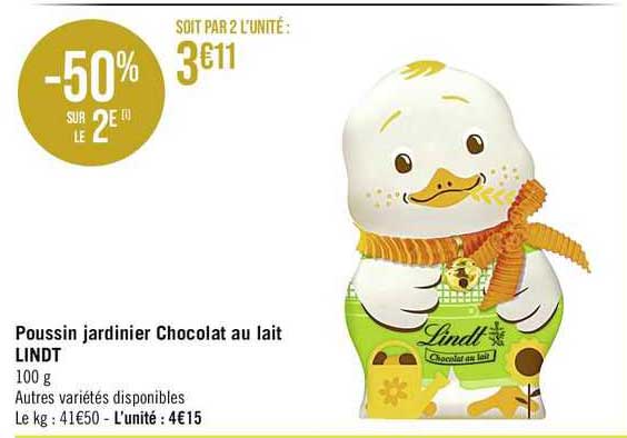 poussin jardinier chocolat au lait lindt