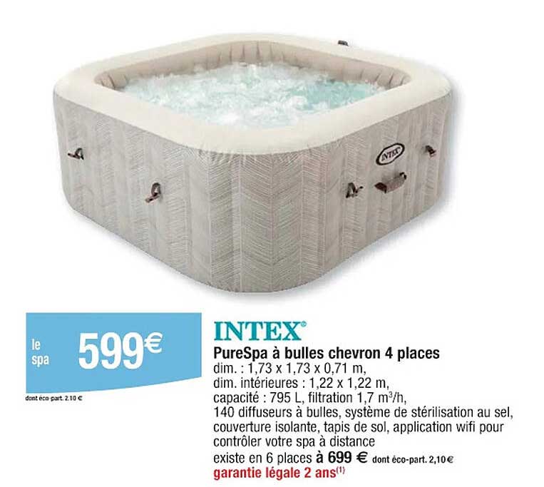 pureSpa à bulles chevron 4 places intex