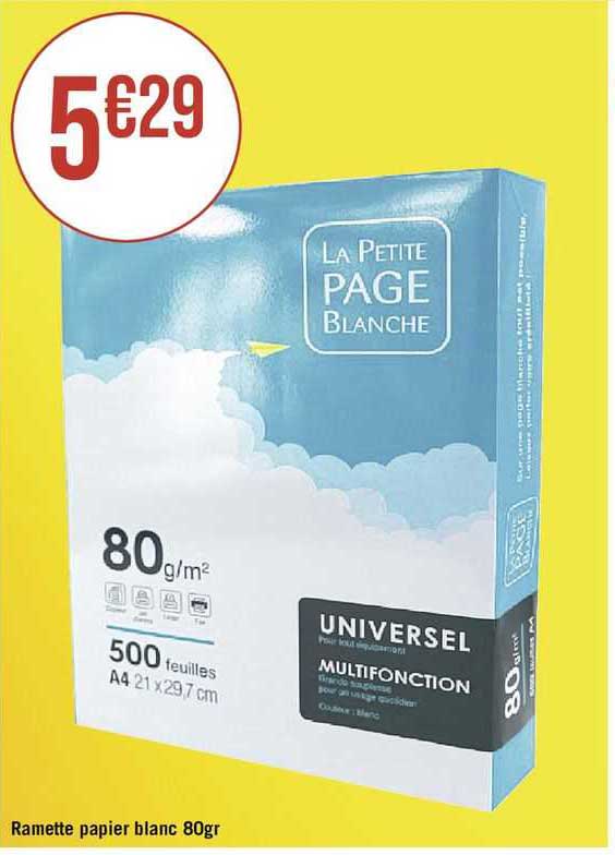 ramette papier blanc 80gr