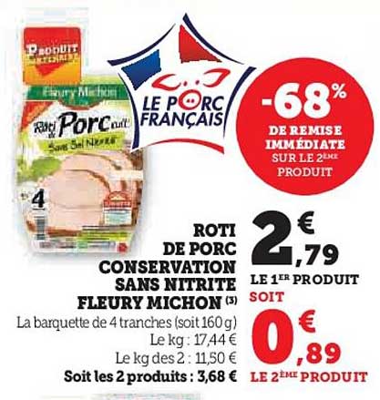rôti de porc conservation sans nitrite fleury michon