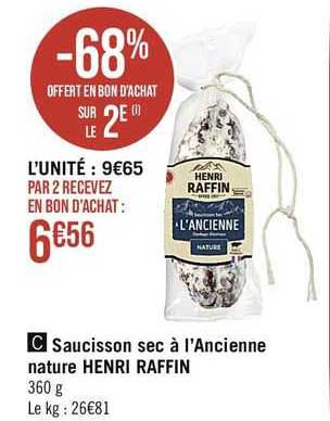 saucisson sec à l'ancienne nature henri raffin