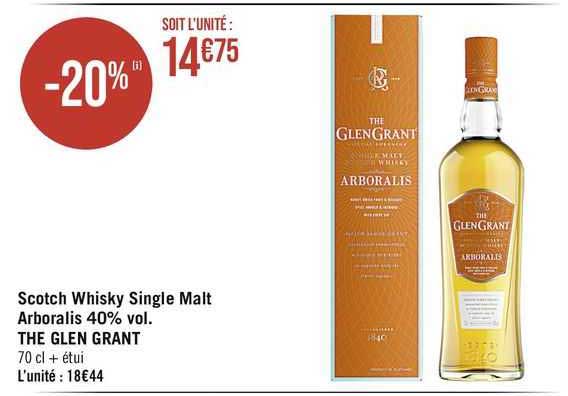 scotch whisky single malt arborais 40% vol. the glen grant