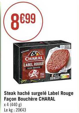 steak haché surgelé label rouge façon bouchère charal